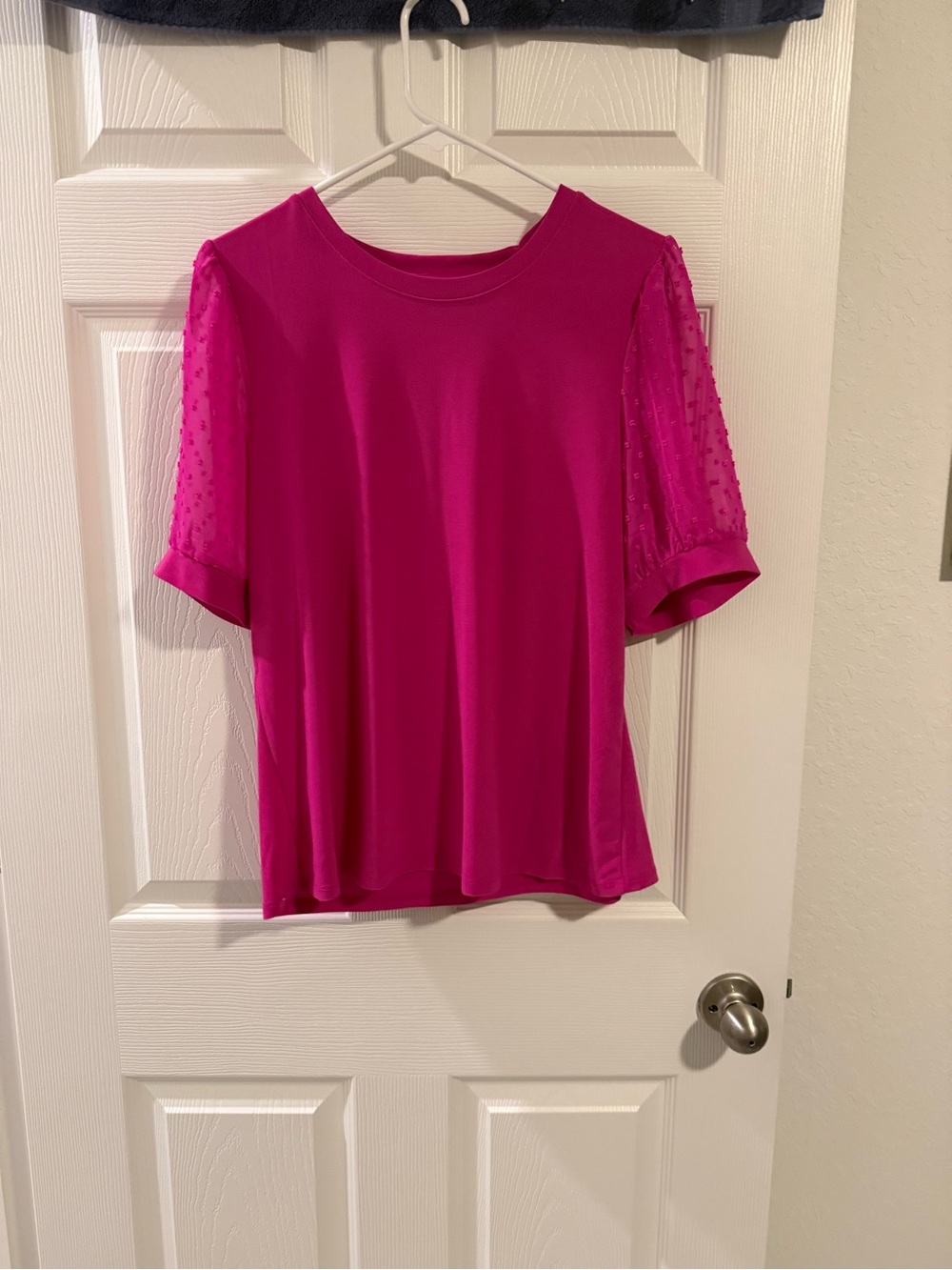CeCe Hot Pink Dot-Sleeve Short Sleeve Tee